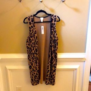 Chico’s leopard print sleeveless sweater (long)